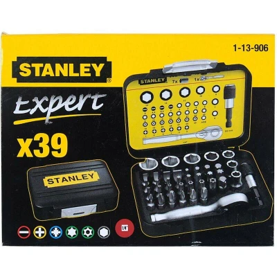 Image de STANLEY 1 13 906 Coffret d&#039;embouts Expert Pro 1/4&quot; avec clé à cliquet 40 pièces