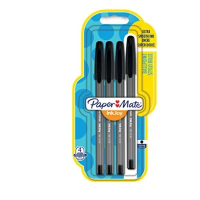 Afbeelding van Paper Mate InkJoy 100 CAP balpen, medium punt, zwart, 4 stuks