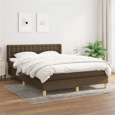 Afbeelding van vidaXL Boxspring met matras stof donkerbruin 140x190 cm
