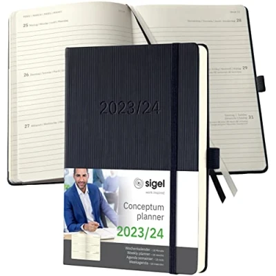 Afbeelding van Weekagenda Conceptum A5 23/24 18maands (NL/FR/EN/DU) zwart Hardcover