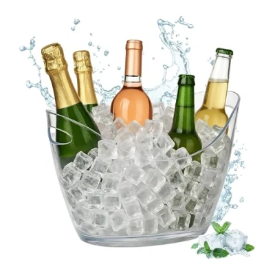 Afbeelding van Relaxdays ijsemmer doorzichtig wijnkoeler champagne emmer drankkoeler 6 liter