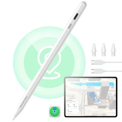 Afbeelding van ESR Geo Digital Findmy iPad potlood compatibel met Apple 2018 2025, eenvoudige sneltoetsen voor A16/10/9/8, Air 13/11 en Pro 12,9/13/11 Mini 7/6/5, wit (zonder oplader