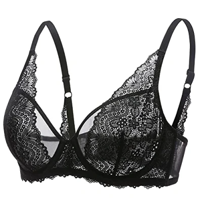 Afbeelding van DOBREVA Damesbeha met kant, minimizer, unlined beugels, zwart.