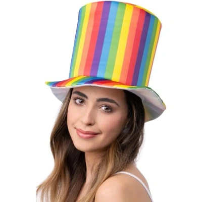 Afbeelding van Smiffys 56390 Deluxe Pride hoed met regenboogstrepen, uniseks, volwassenen, meerkleurig, één maat