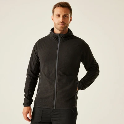 Afbeelding van Regatta Navigate Hooded Full Zip Fleece RG690 BLACK/SEAL GREY