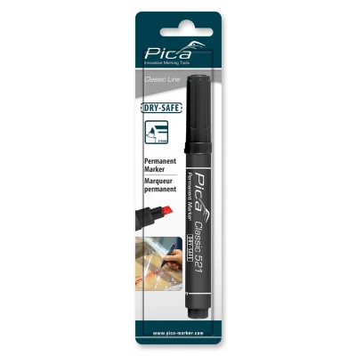 Afbeelding van Pica Classic 521/46 Permanent Marker zwart beitelpunt (blister)