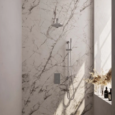 Afbeelding van Brauer Glad 20cm Rechte wandarm Staafhanddouche Met glijstang Chroom