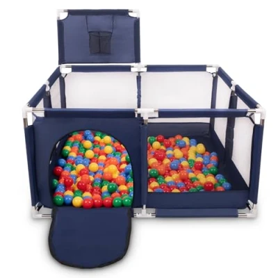 Afbeelding van Selonis kinderbox met mand en 100 ballen, blauw:groen/geel/blauw/rood/oranje