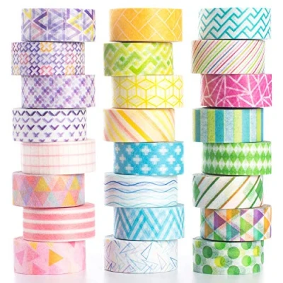Afbeelding van YUBBAEX Washi tape 24 rollen pastel decoratieve voor doe het zelf handwerk, geschenkverpakking, scrapbooking (mini grafische afbeelding)