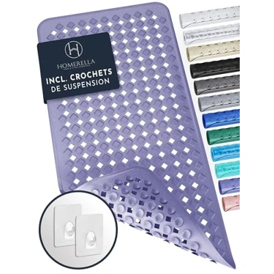 Afbeelding van Homerella badmat antislip 88 x 39 cm, incl. ophanging BPA vrij en huidvriendelijk antislip, schimmelbestendig machinewasbare douchemat
