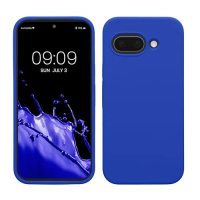 Afbeelding van kwmobile telefoonhoesje geschikt voor Google Pixel 9a Hoesje met siliconen coating Smartphone case in Baltisch blauw