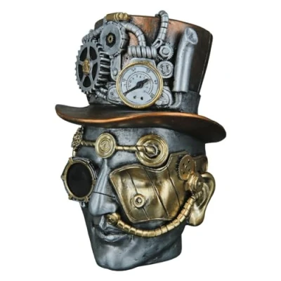 Afbeelding van Man Beeld 18x16x20cm. Steam punk &quot;Steampunk Male&quot; industrieel Polyresin Grijs Sciencefiction.