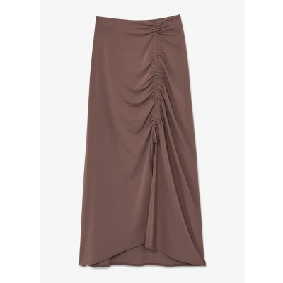Afbeelding van Reiss dames Aurelie midi rok met plooidetail in de kleur Taupe, maat: 32