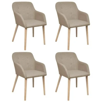 Afbeelding van vidaXL Eetkamerstoelen 4 st stof en massief eikenhout beige
