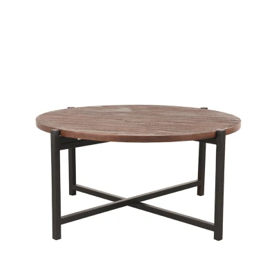 Afbeelding van Salontafel Dox espresso mangohout zwart onderstel