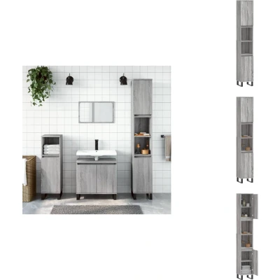 Afbeelding van vidaXL Badkamerkast 30x30x190 cm bewerkt hout grijs sonoma eikenkleur