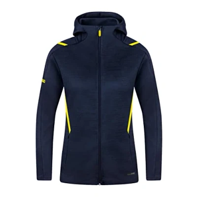 Afbeelding van Vrijetijdsvest met kap Challenge Marine gemeleerd/fluogeel / 34