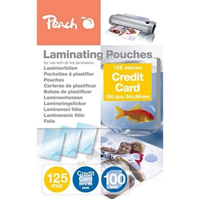 Afbeelding van Peach PP525 07 100 stuks 125 micron credit card lamineerhoesjes, 54 x 86 mm