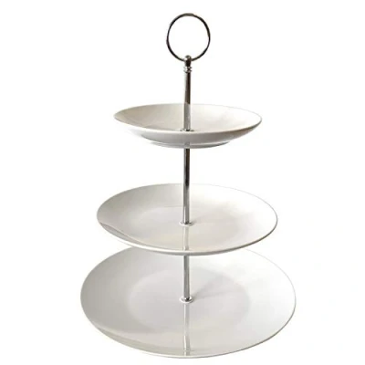 Afbeelding van Etagere Wit Keramiek 16x21x26cm Drie Laags Rond