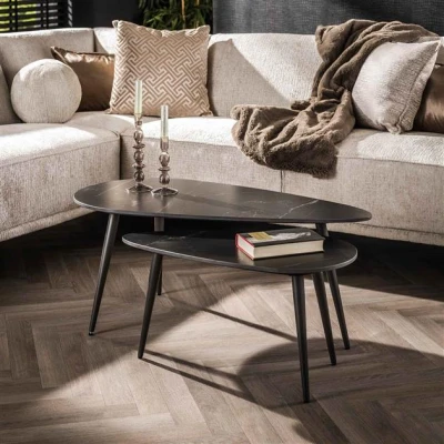 Afbeelding van Hoyz Collection Salontafel Set 2 Niervormig Ceramic Zwart