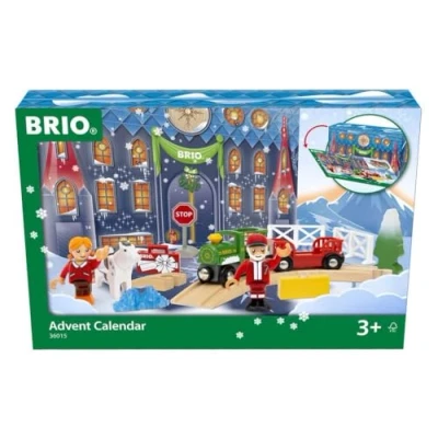 Afbeelding van BRIO Wereldwijde kerstadventskalender voor kinderen vanaf 3 jaar, houten trein met accessoires en