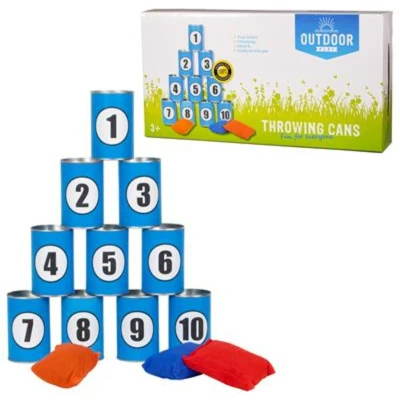 Afbeelding van Outdoor Play Blikgooien Speelgoed 10 Blikken 3 Werpzakjes Blikjes van 6,5x10cm