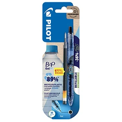 Afbeelding van Pilot Pen 2719701BM B2P Bottle to Pen, Begreen gelpen, navulbaar, met vulling, zwart