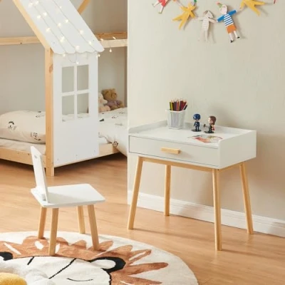 Afbeelding van Kindertafel met kinderstoel Skjervøy naturel en wit [en.casa]