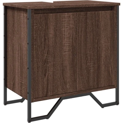 Afbeelding van Wastafelkast 60x35x60 cm bewerkt hout bruin eikenkleurig