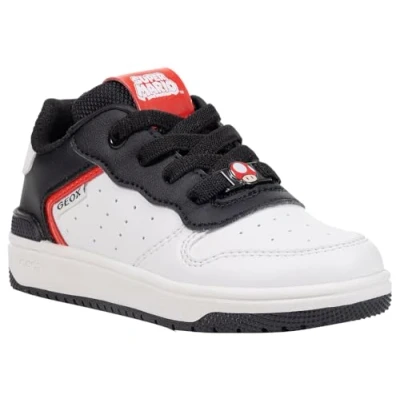 Afbeelding van Geox Nintendo Super Mario Washiba BOY Sneakers laag voor kinderen, Maat: 27, White/black Imitatieleer/ textiel