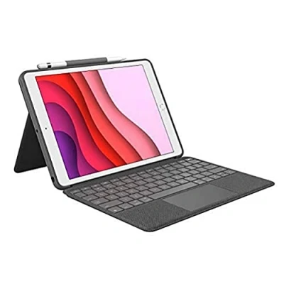 Afbeelding van Logitech Combo Touch voor iPad (7e, 8e en 9e generatie), beschermhoes met precisie touchpad, Italiaans QWERTY toetsenbord, zwart