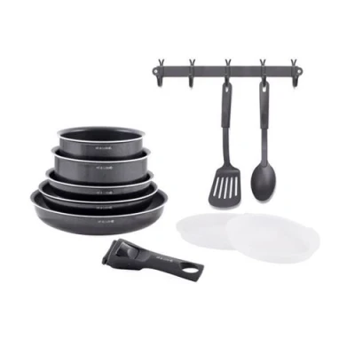 Image de Batterie De Cuisine Tous Feux Dont Induction Art &amp; Ac1083 Aluminium 10 Pieces Noir