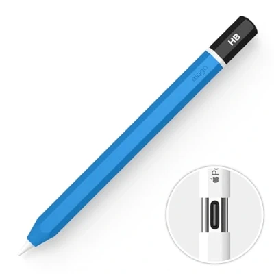 Afbeelding van elago Klassiek etui compatibel met Apple Pencil (USB C), perfecte grip, beschermende huid, siliconen hoes, magnetische houder (blauw)