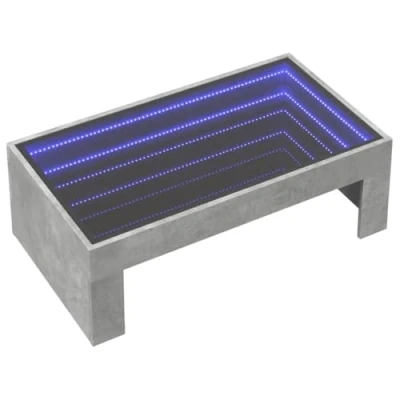 Image de vidaXL Table basse avec LED infini gris béton 90x50x30 cm847619