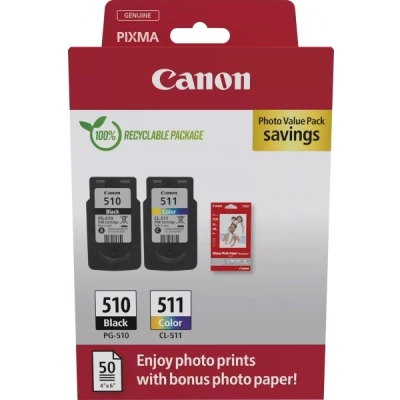 Afbeelding van Canon PG 510 + CL 511 photo value pack Inktcartridge Zwart 3 kleuren