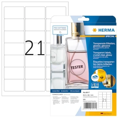 Afbeelding van Herma Special A4 63,5 x 38,1 mm, transparant, kristaltransparant, etiket (525 stuks)