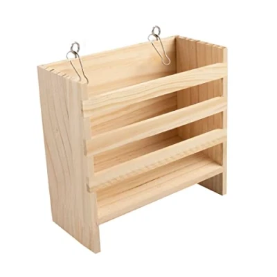 Afbeelding van Duvoplus Voerbak Knaagdier Houten Hooiruif Met Hangers 16,5x7,2x17,5cm Bruin 1st