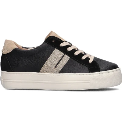 Afbeelding van Paul Green 5330 Sneakers Leren Sneaker Dames Zwart Maat 40