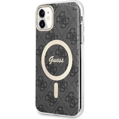 Afbeelding van Guess 4G Back Case (MagSafe Compatible) Geschikt voor Apple iPhone 11 (6.1&quot;) Grijs