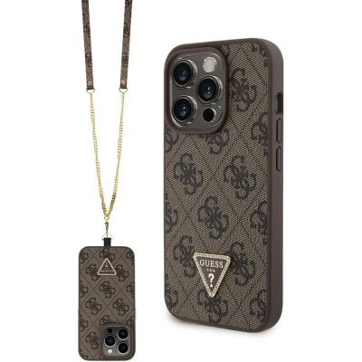 Afbeelding van Guess 4G Triangle Crossbody Back Case Geschikt voor Apple iPhone 15 Pro Max (6.7&quot;) Bruin
