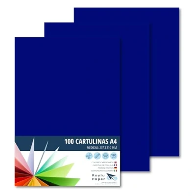Afbeelding van Raylu Paper® 100 stuks A4 kaarten, 180 g, 210 x 297 mm, blauw, ideaal voor boekbinden, kantoorwerk, tekenen, schoolknutselen (ultramarijnblauw)