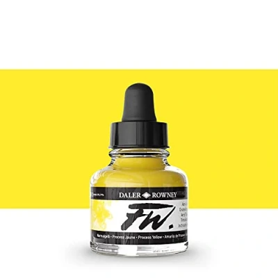 Afbeelding van Daler Rowney FW acrylinkt, glazen fles met druppelaar, 29,5 ml, geel
