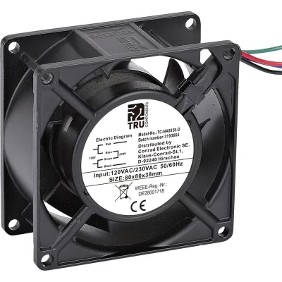 Afbeelding van TRU COMPONENTS TC NA8038 D Axiaalventilator 230 V/AC, 120 V/AC 85 m3/h (l x b h) 80 38 mm
