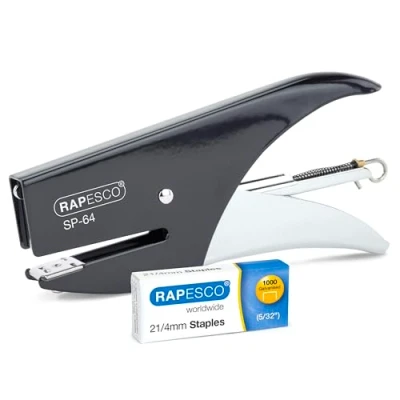 Afbeelding van Rapesco 1267 SP 64 nietjes en 1000 type 21/4 mm, capaciteit van 12 vellen, zwart