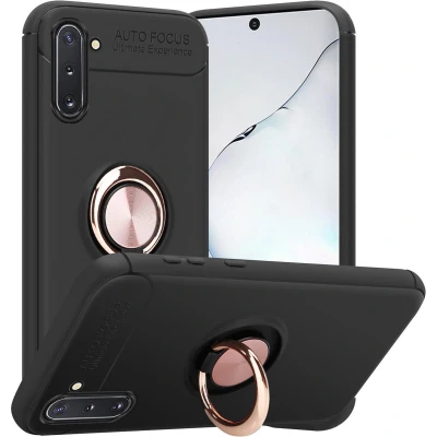 Afbeelding van Cadorabo Hoesje geschikt voor Samsung Galaxy NOTE 10 in ZWART ROSE GOUD Beschermhoes met focusring van TPU Case Cover siliconen
