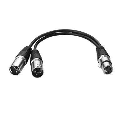 Afbeelding van S SIENOC 3 polige XLR vrouwelijk naar dubbele splitterkabel 2 mannelijk 30 cm (XLR(F) (M) x 2, zilver)