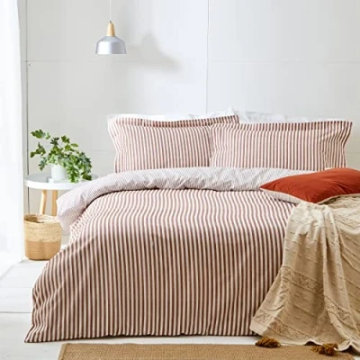 Afbeelding van The Linen Yard Hebden Beddengoedset voor tweepersoonsbed, katoen, pecannoten