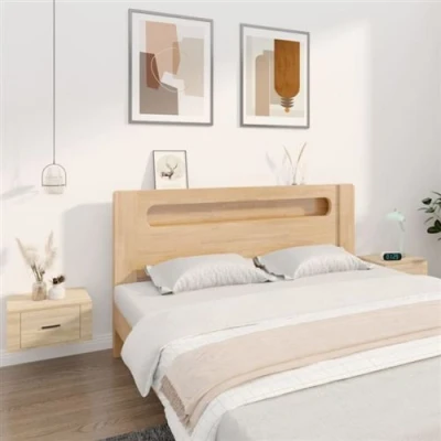 Afbeelding van Nachtkastjes 2 st wandgemonteerd 50x36x25 cm sonoma eikenkleur