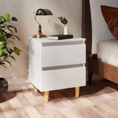 Image de vidaXL Tables de chevet avec pieds en pin 2 pcs Blanc 40x35x50 cm805852