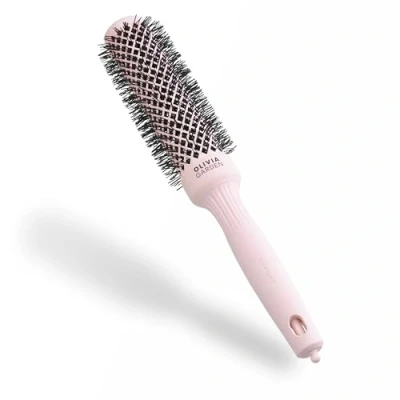Image de Olivia Garden Expert Blowout Speed Rose pastel 35 Brosse ronde en céramique avec un barrilet extra long pour des brushings 25% plus rapides